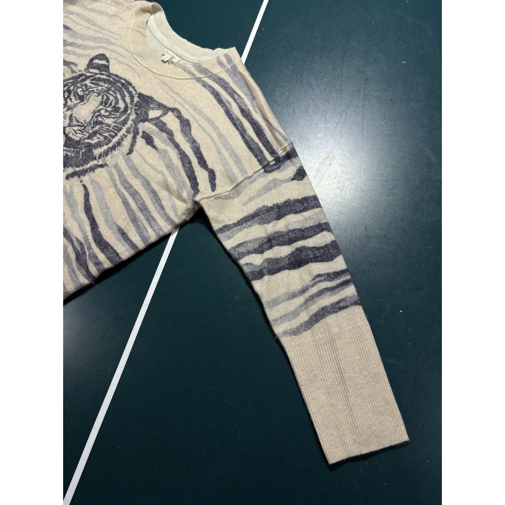 Pilcro Sweater Women's Multicolor 100% Cashmere Tiger Graphic Luxury Size Small‎ - Picture 10 of 13